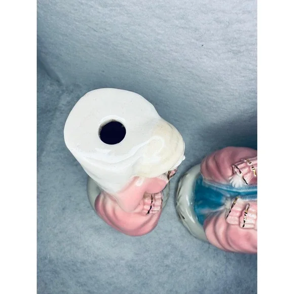 Vintage Lady Figurine‎ Vase Pair Pink Blue Floral Accent Decor lamp bases - Picture 9 of 12